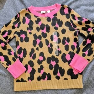Gap Kids Leopard Print Sweater - Pink and Brown